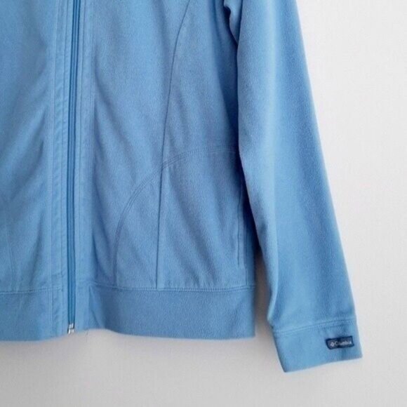 COLUMBIA Light Fleece Full Zip Hoodie Light Jacket Blue Sz S Flawed - Picture 6 of 12